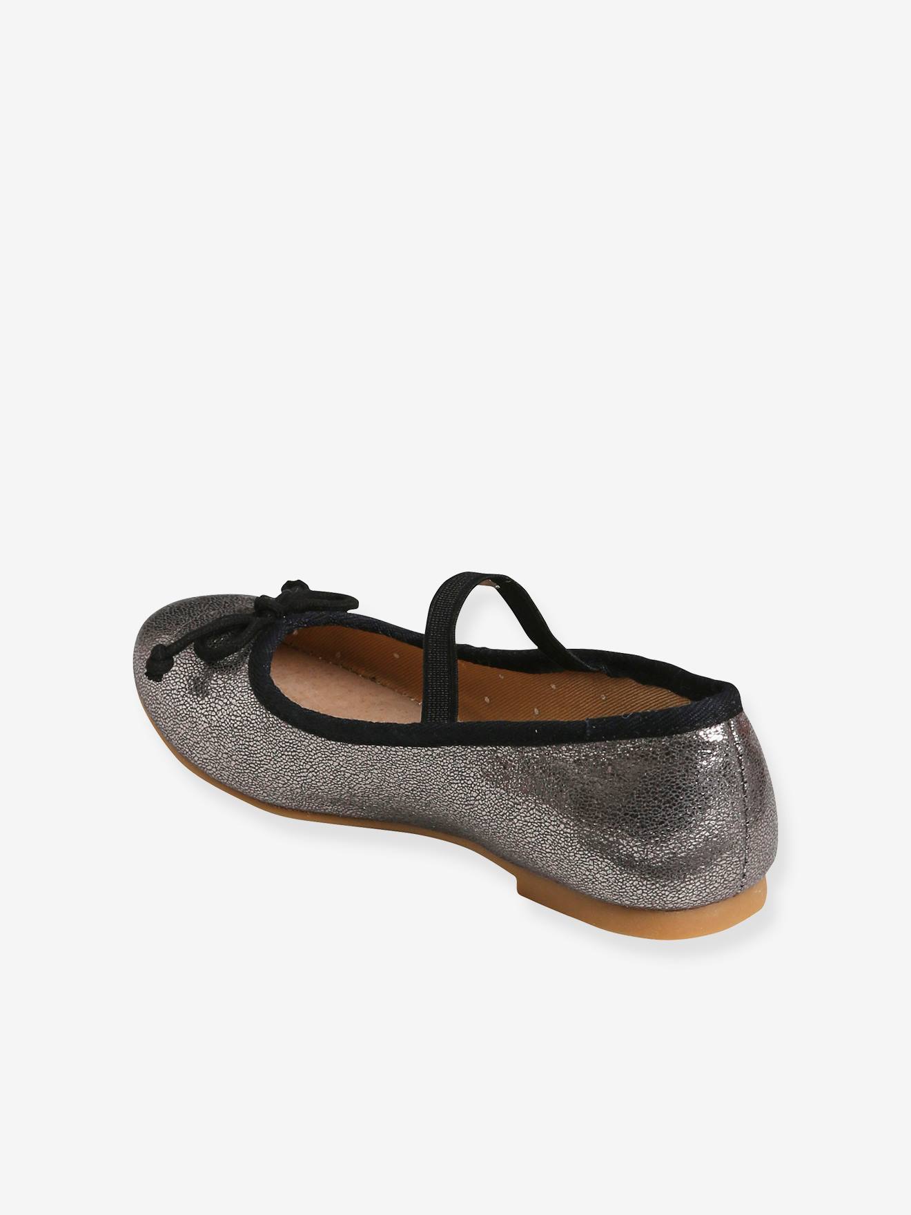 Sapatilhas de ballet iridescentes para meninas, cinza metálico escuro