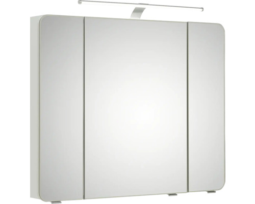 3-delige badkamermeubelset Pelipal xpressline 4005 BxHxD 92 x 200 x 49,1 cm, hoogglans witte fronten, met witte glazen wastafel en glazen wastafelmeubel, wastafelkast, spiegelkast met LED-verlichting, chromen greep, 992.0900111 9920900111