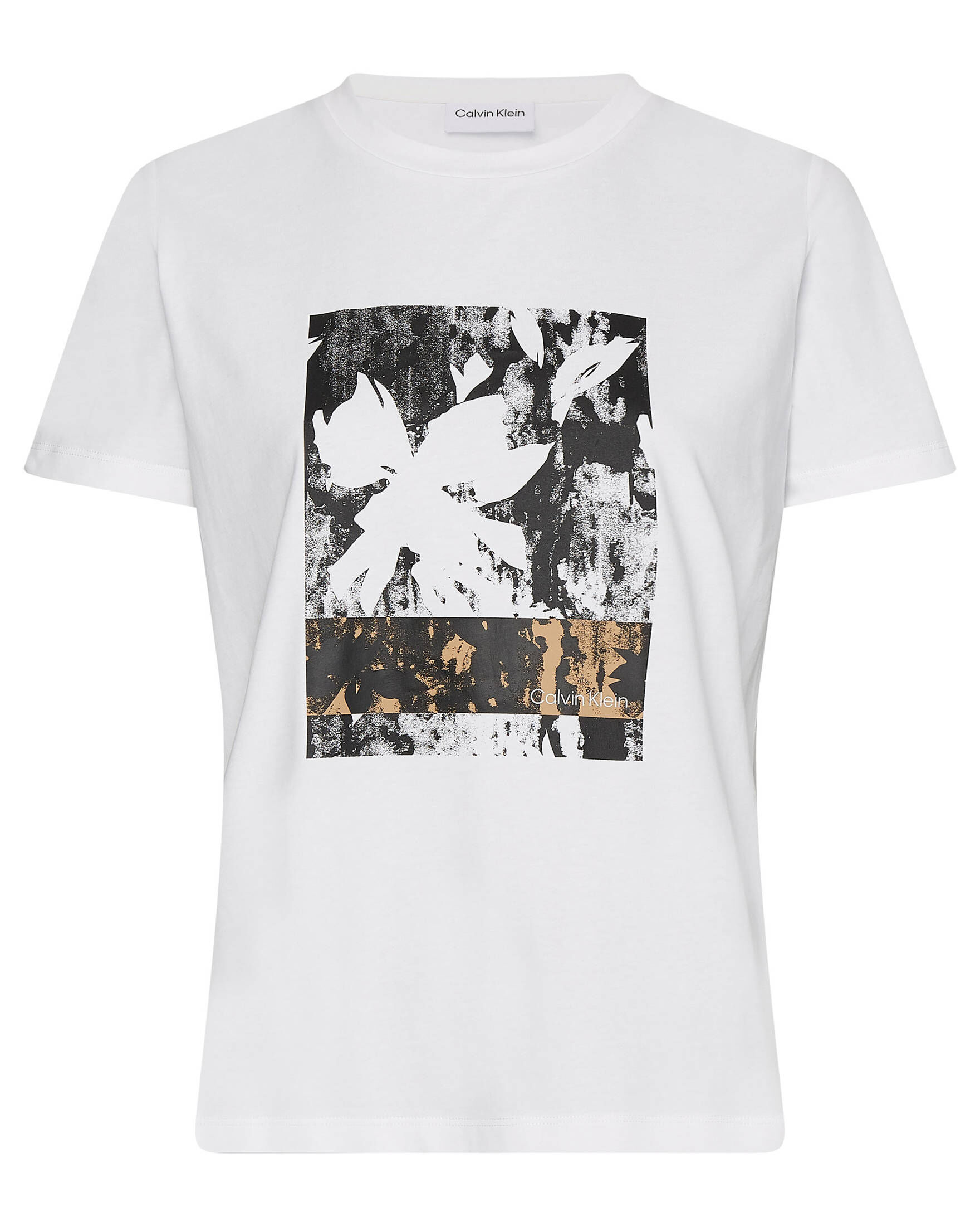 CALVIN KLEIN| Damen T-Shirt FLOWER PRINT LOGO REG T-SHIRT