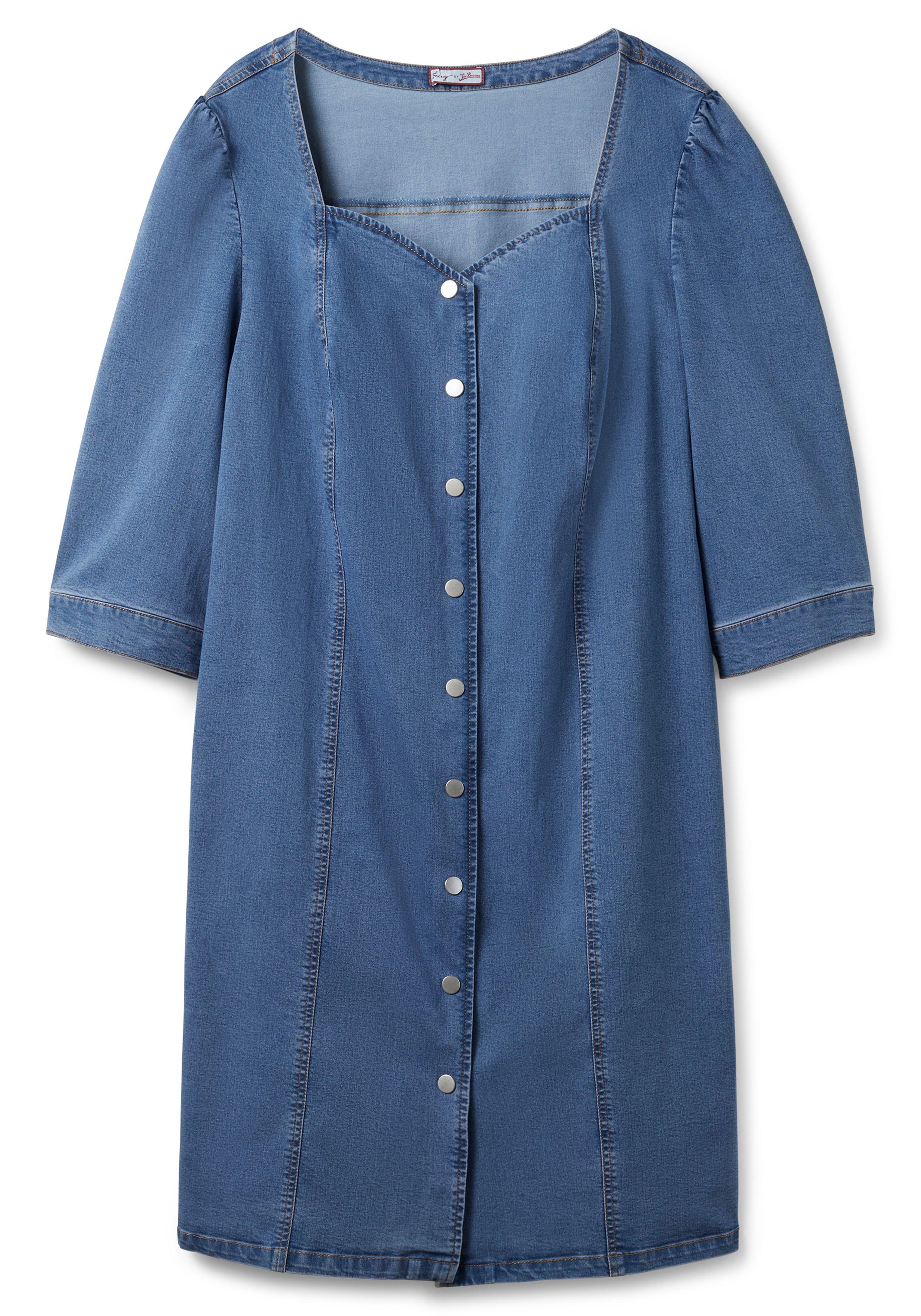 Figurbetontes Jeanskleid mit Druckknopfleiste