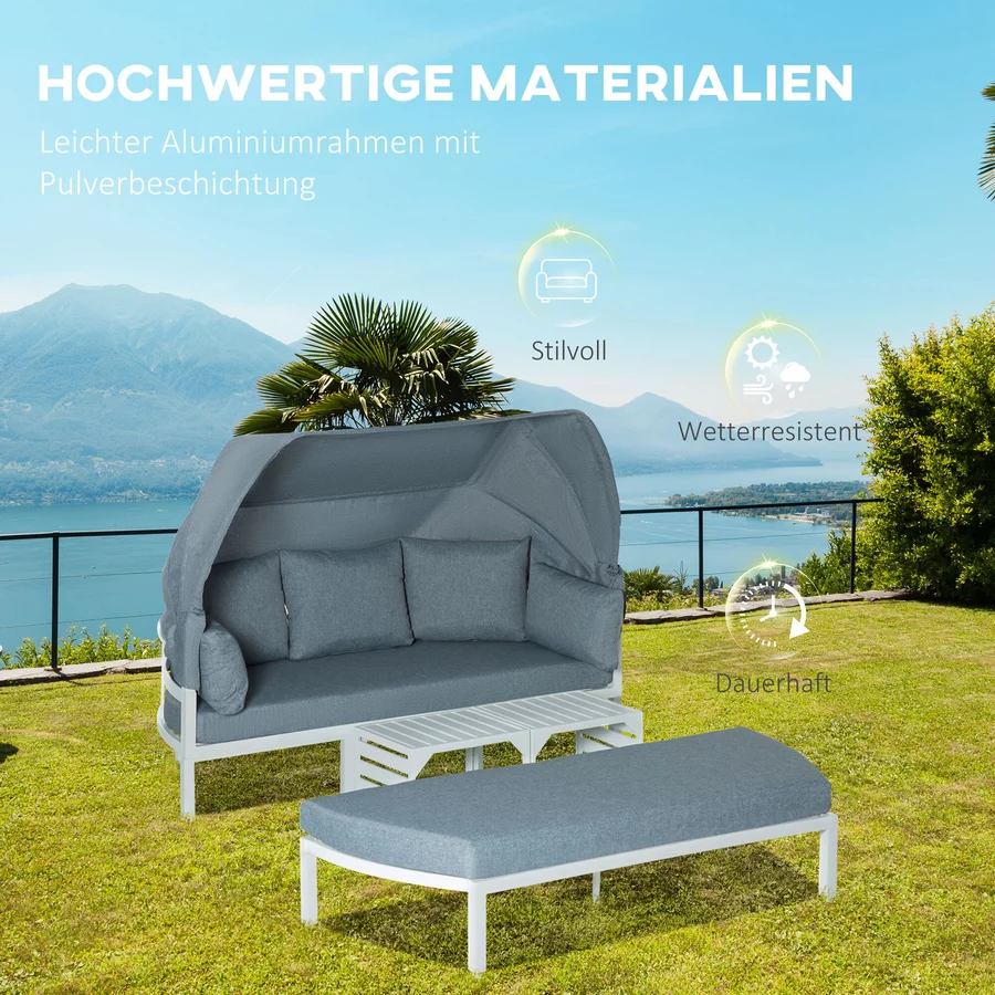 Outsunny Gartenmöbel Set mit Vordach grau