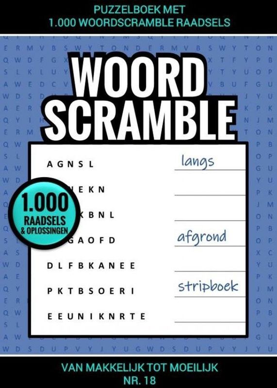 Woordscramble Puzzelboek - 1.000 Woordraadsels - Paperback - A5 - 48 Pagina's