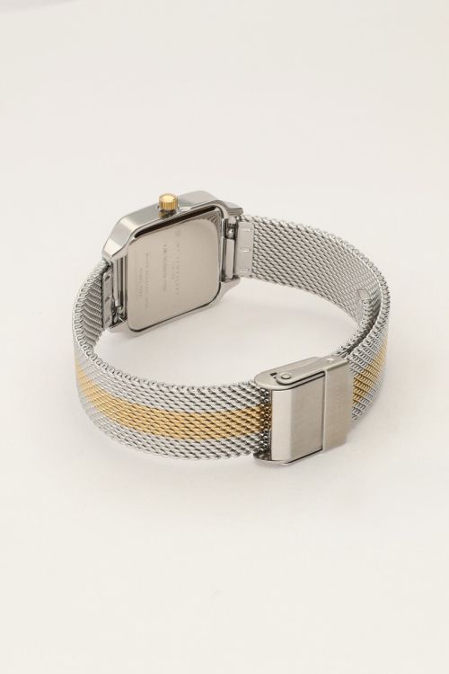 Horloge met vierkante wijzerplaat en multikleur schakelband