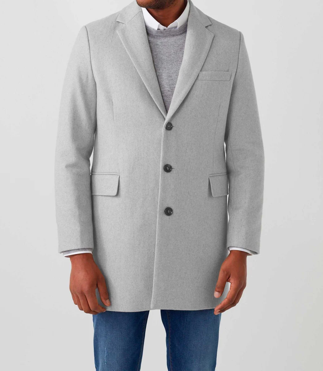 Manteau ville laine mélangé gris clair 
