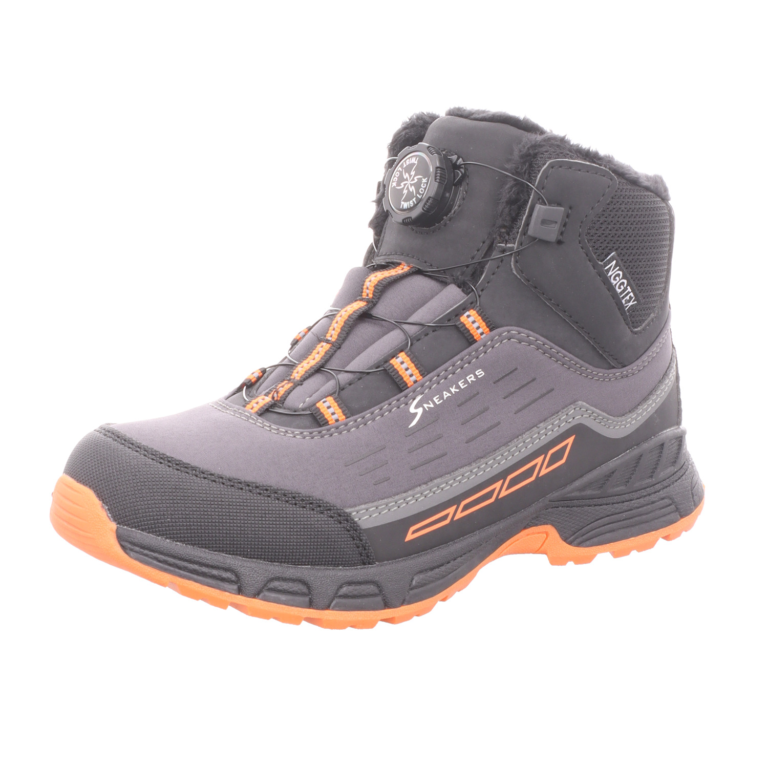 Sneakers Kinder-Jungen-Allwetterstiefel-Winterstiefel-Schneestiefel Grau-Schwarz-Orange