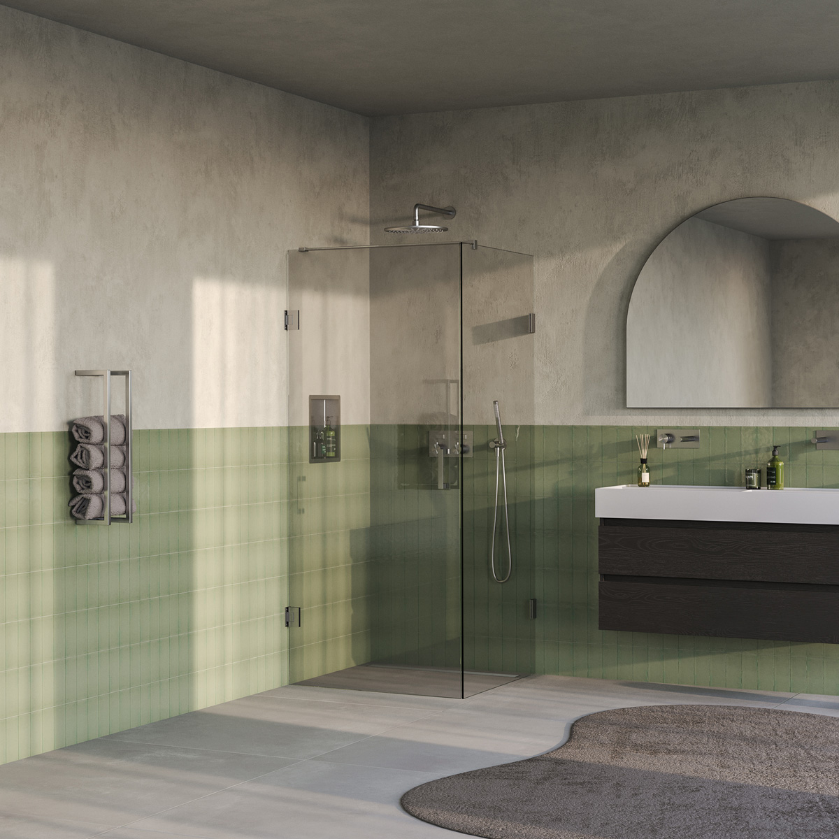 Brauer Void profielloze douchecabine 90x90cm RVS geborsteld PVD