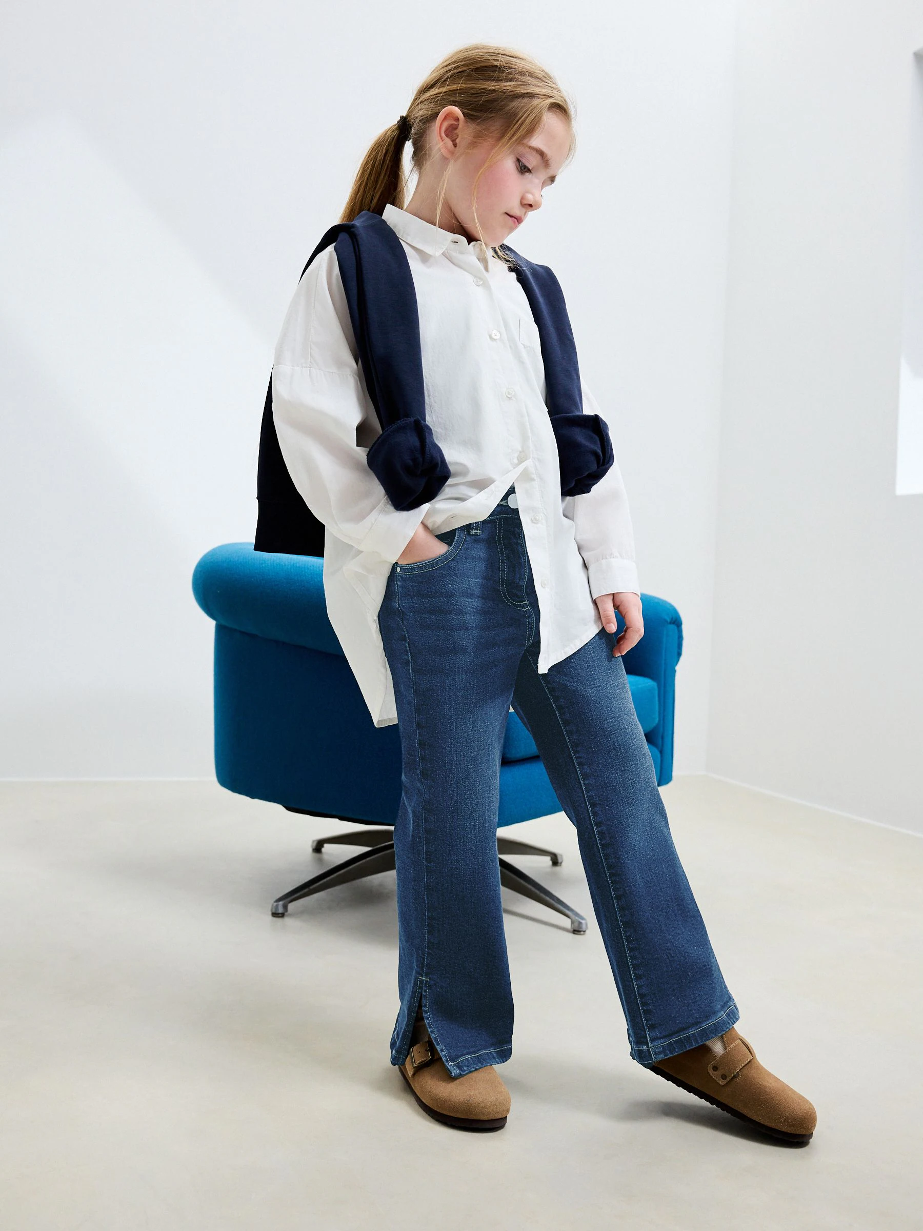 Donkerblauw - Flare jeans (3-16 jr)