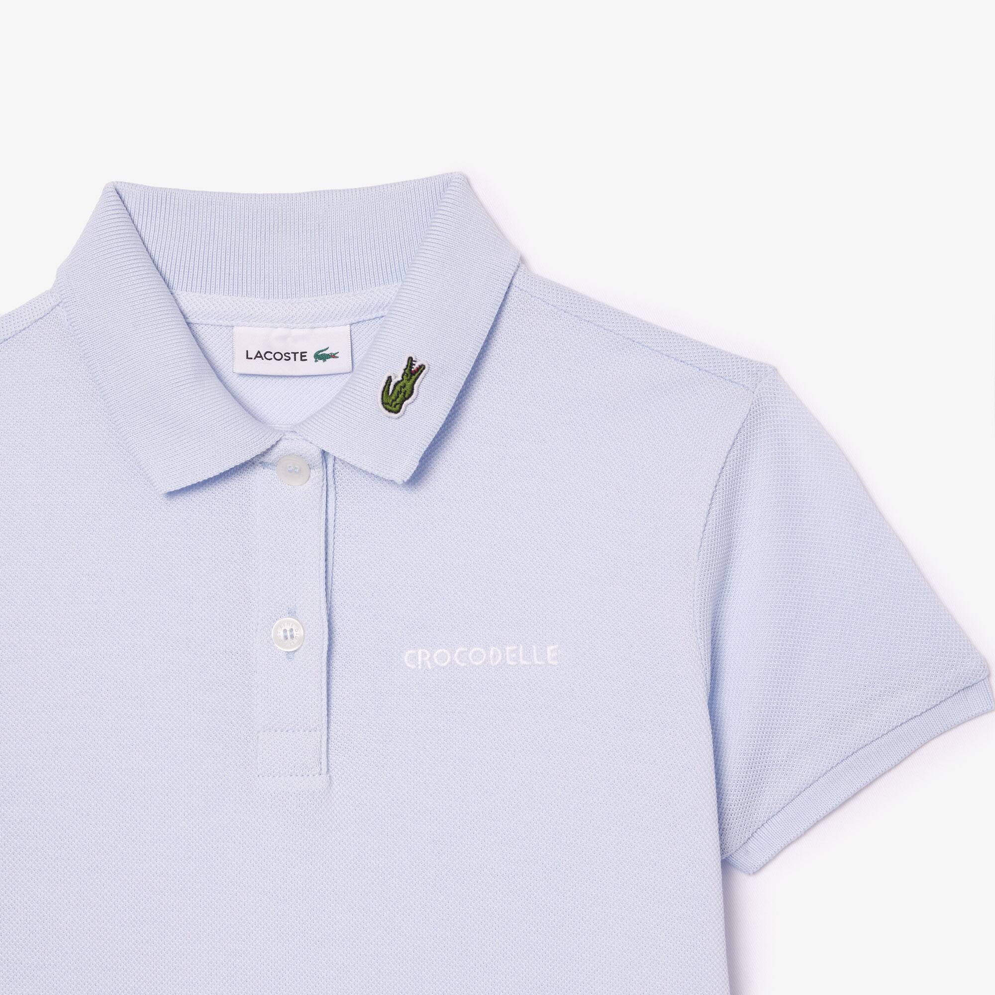 Robe en petit piqué avec logo Crocodelle brodé Pantalons & Robes - Bleu - Lacoste - Fille