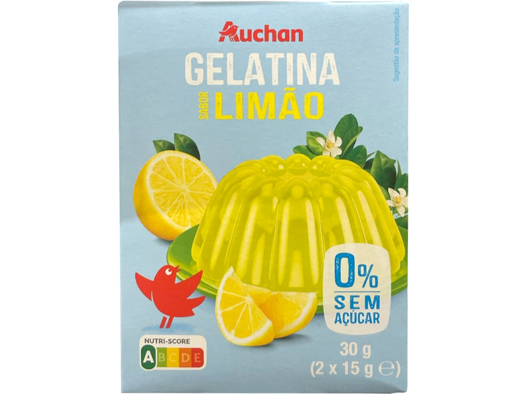 GELATINA AUCHAN SEM AÇÚCAR LIMÃO 2X15G