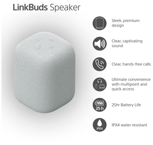 Sony LinkBuds trådløs bærbar højttaler (lysegrå)