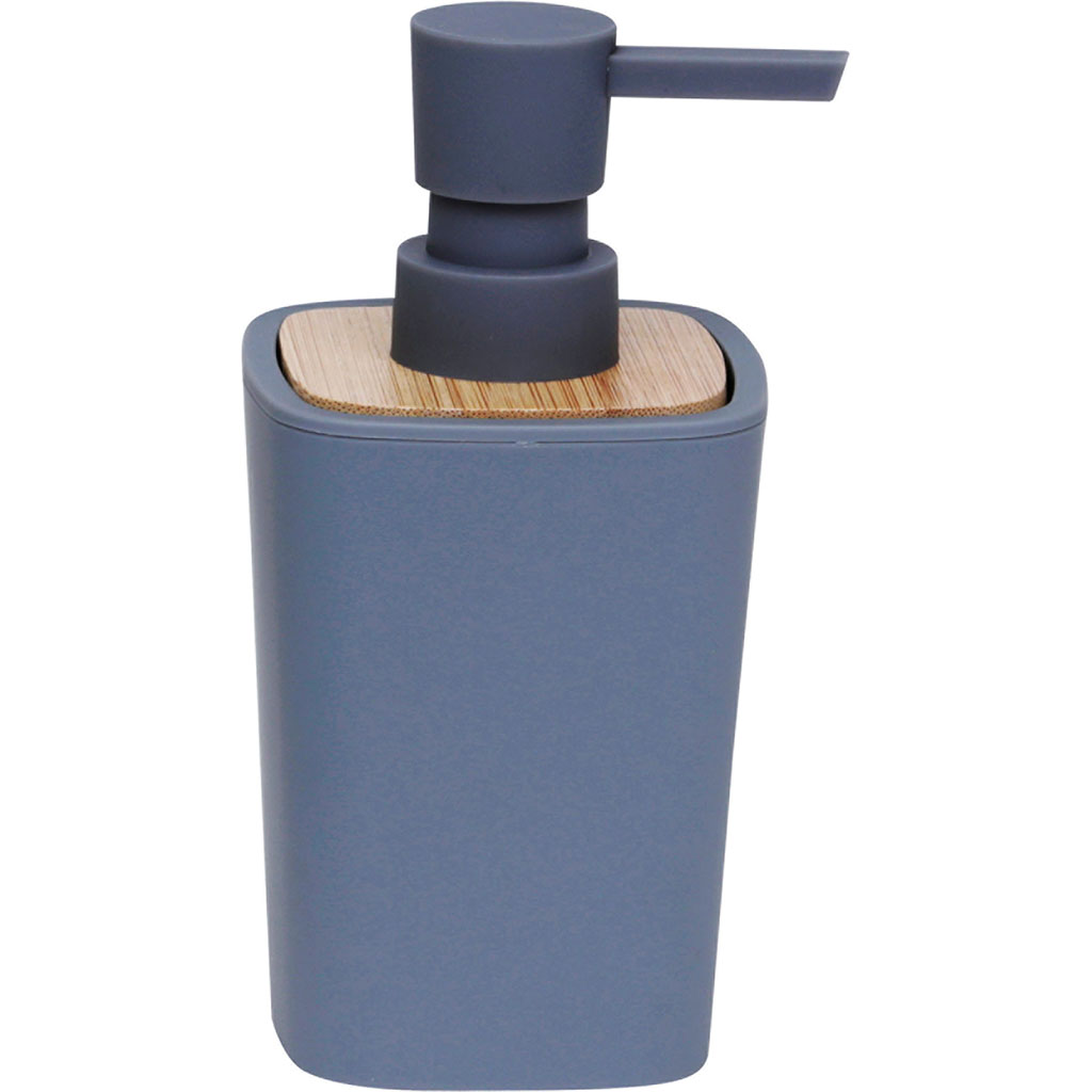 Distributeur de savon RUBBER bambou gris 7.5x15.5x7.5cm