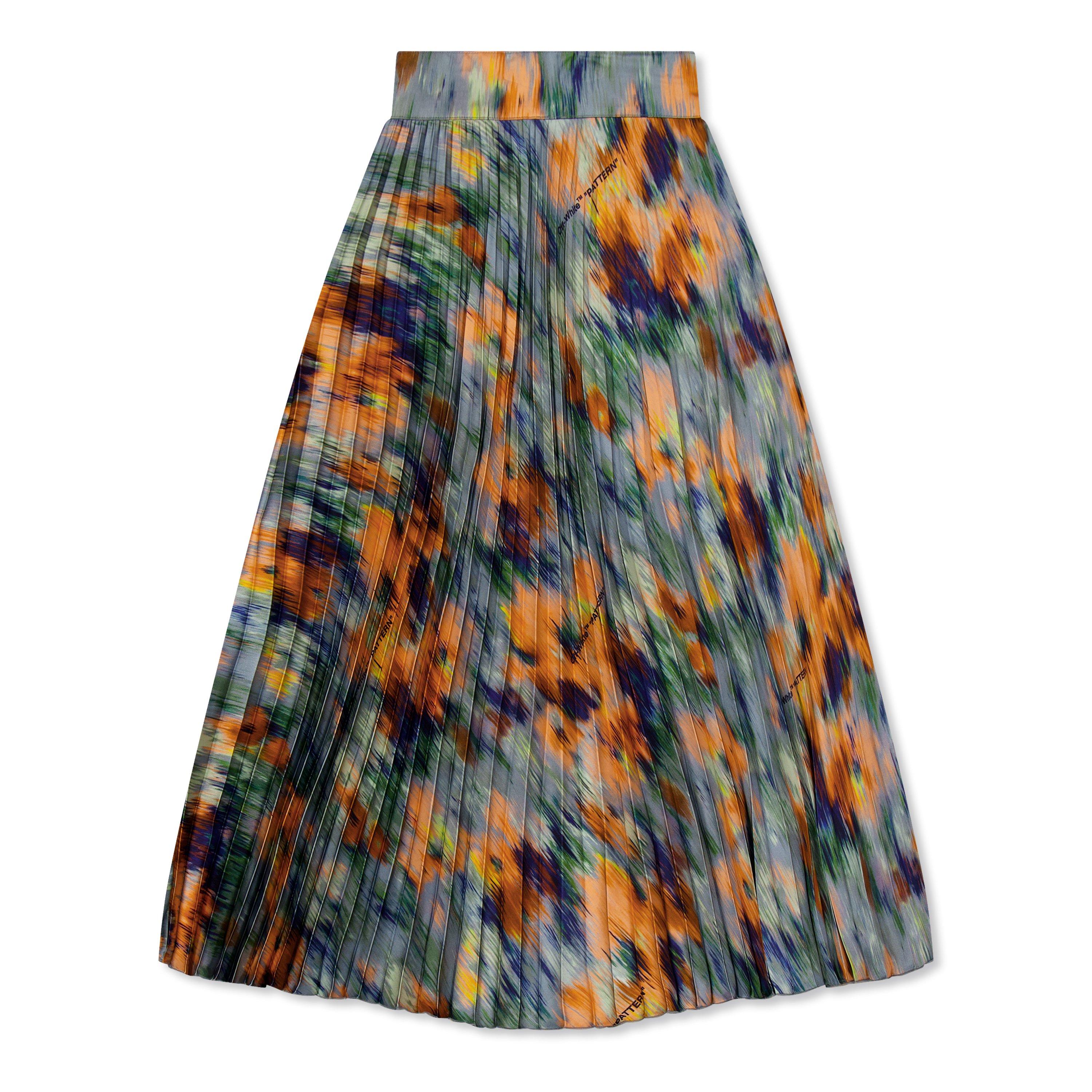 Off White Pleated Maxi Skirt