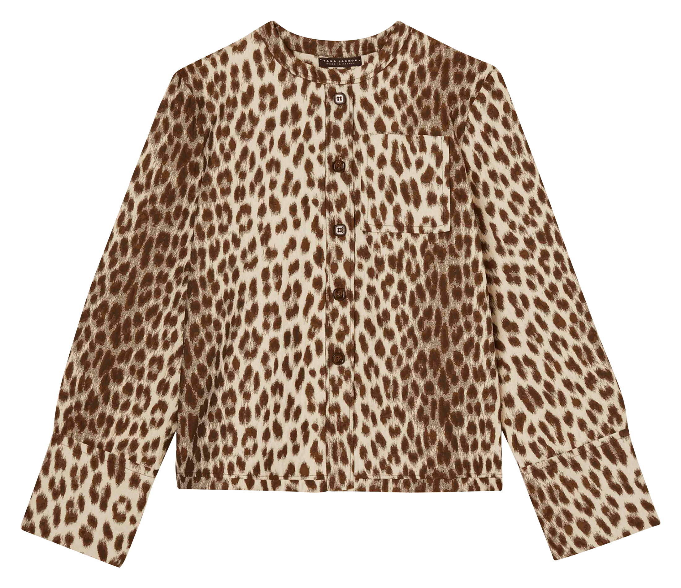 COCO - Chemise col rond imprimé léopard | Marron
