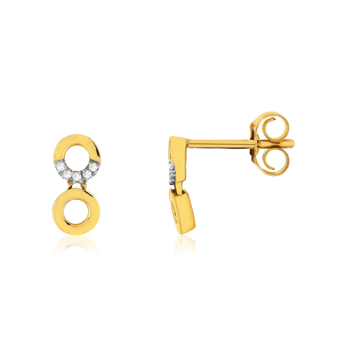 Boucles d'oreilles or 375 2 tons diamants