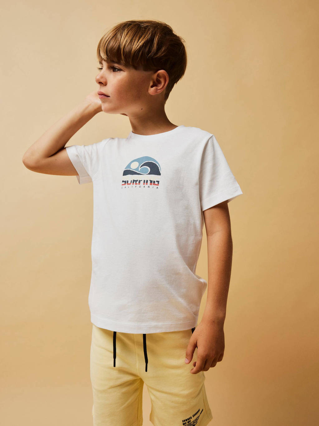 NAME IT sweatshort NKMHAVNE met tekst lichtgeel