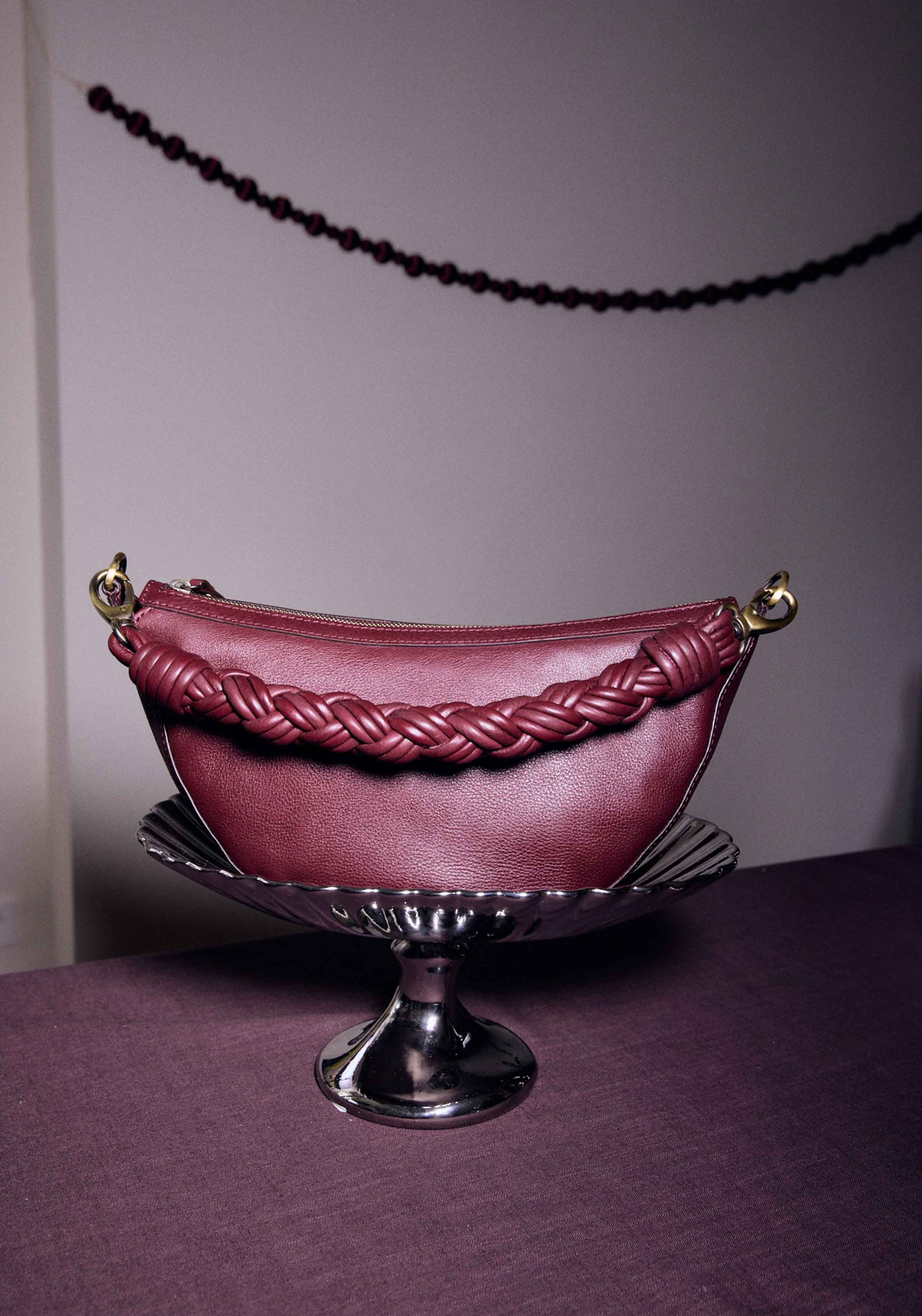 O My Bag Bag Leo Soft Grain Leather Twisted Handle Dark Cherry