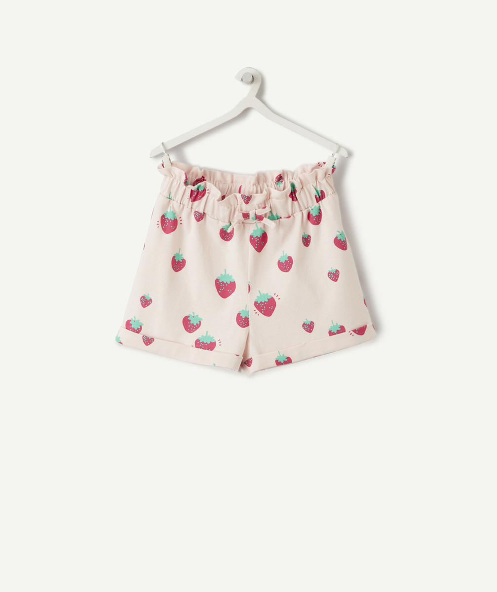 short bébé fille en coton biologique rose imprimé fraises