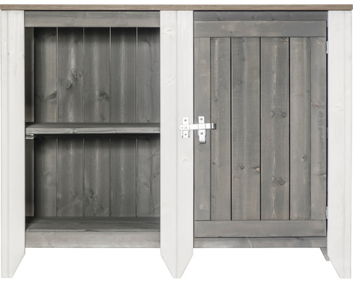 Tuinkast/buitenkeuken Konsta type 561 dressoir incl. 1 deur 115 x 60 x 88 cm lichtgrijs-crème