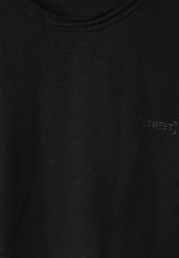 Slub T mit offenen Kanten - Black