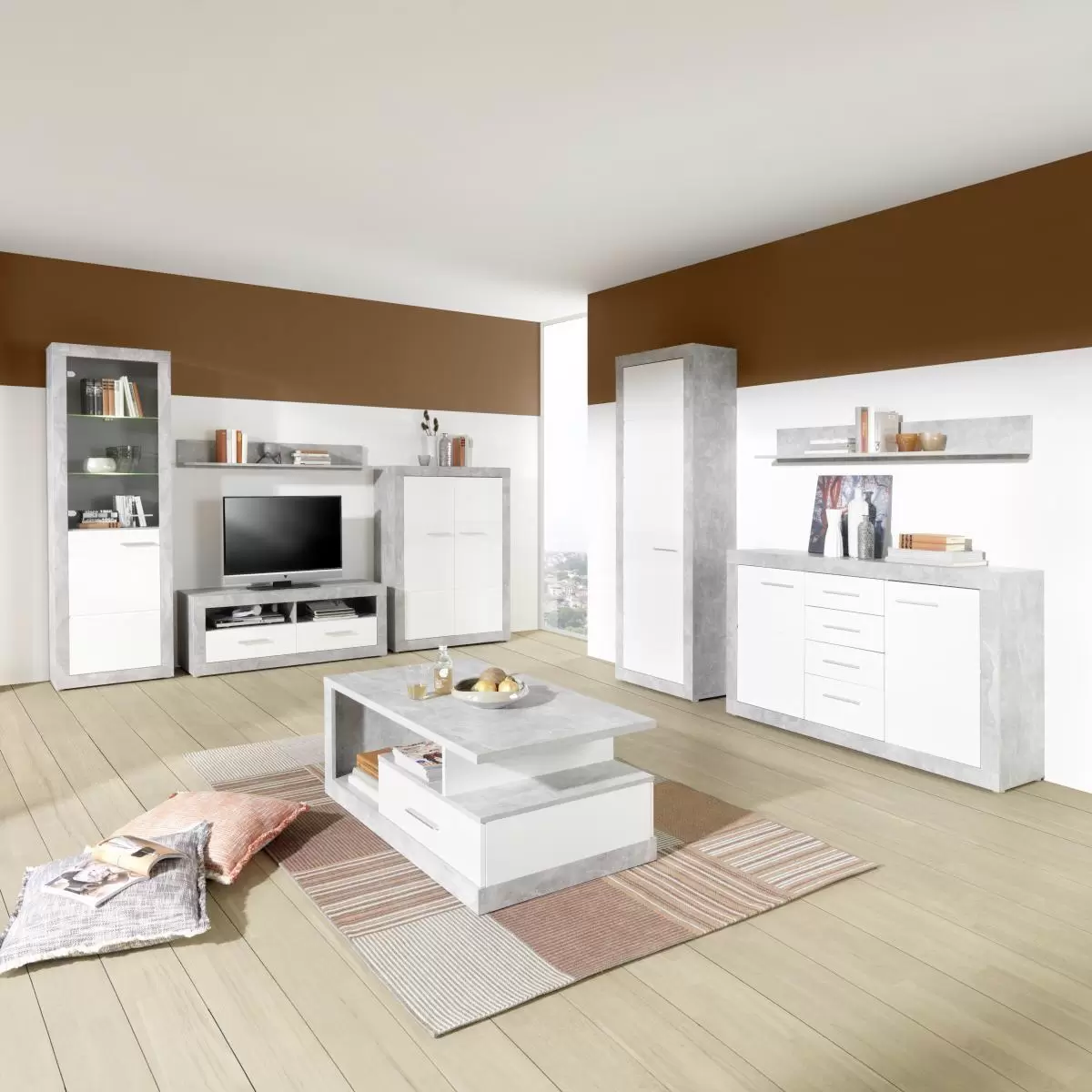 TV Möbel Malta weiss,Betonoptik