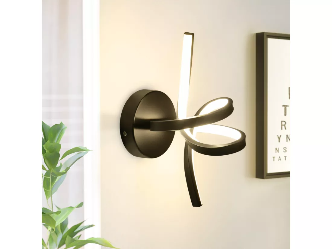 NETTLIFE Applique murale LED Noir Intérieur 7W Blanc chaud 3000K Escalier Moderne Aluminium