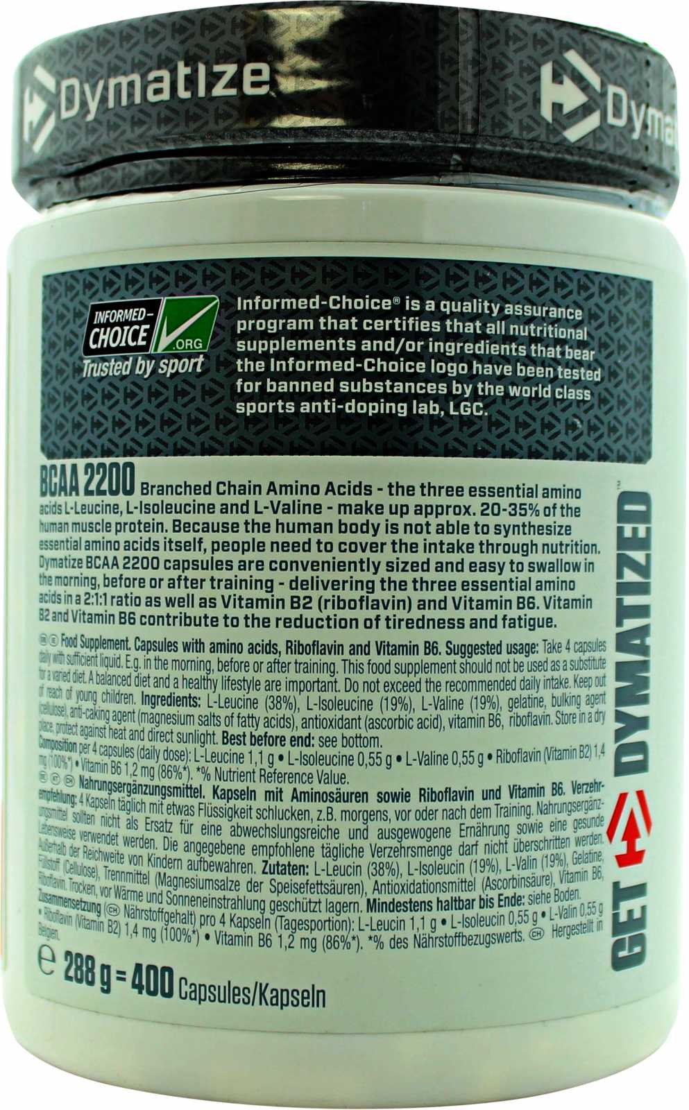 Dymatize BCAA 2200 400 cápsulas