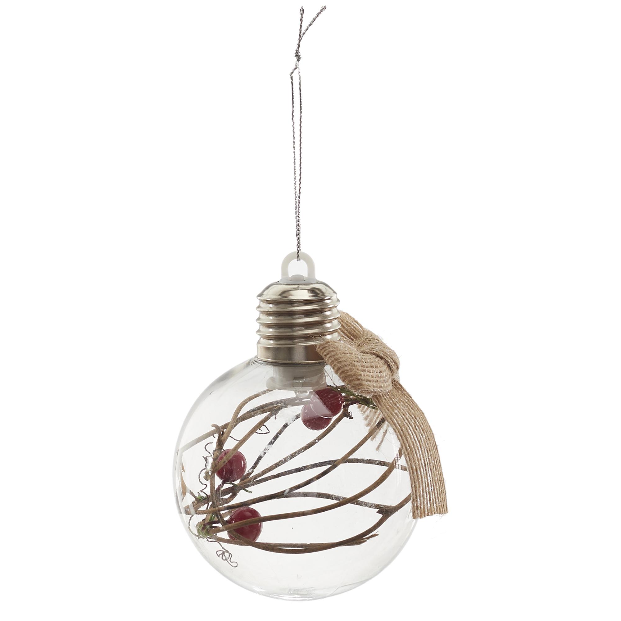 BOULE LED AVEC BAIES ET RUBAN D.8CM
