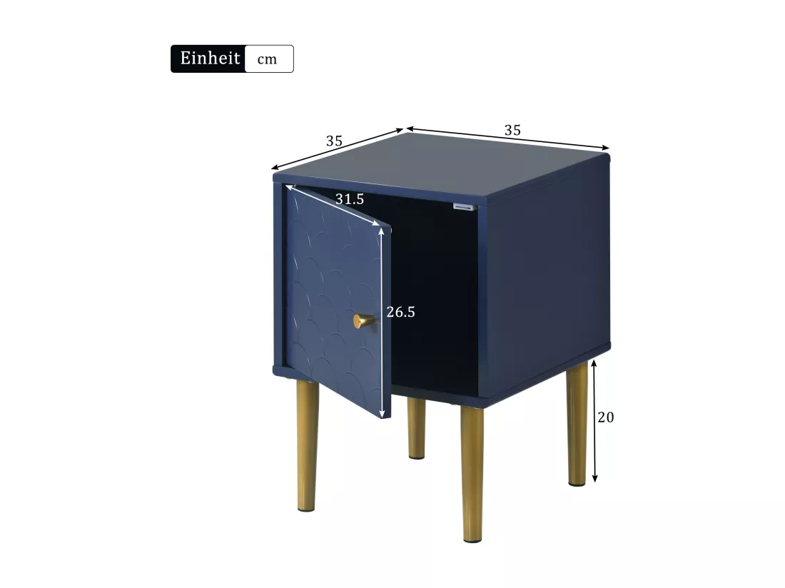 Lot de 2 tables de chevet - 35 x 35 x 50 cm - Panneaux de particules - Bleu marine