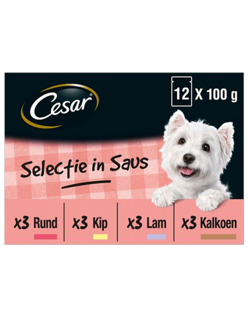 Cesar Maaltijdzakjes Multipack Selection In Saus - Hondenvoer - 12 stuks