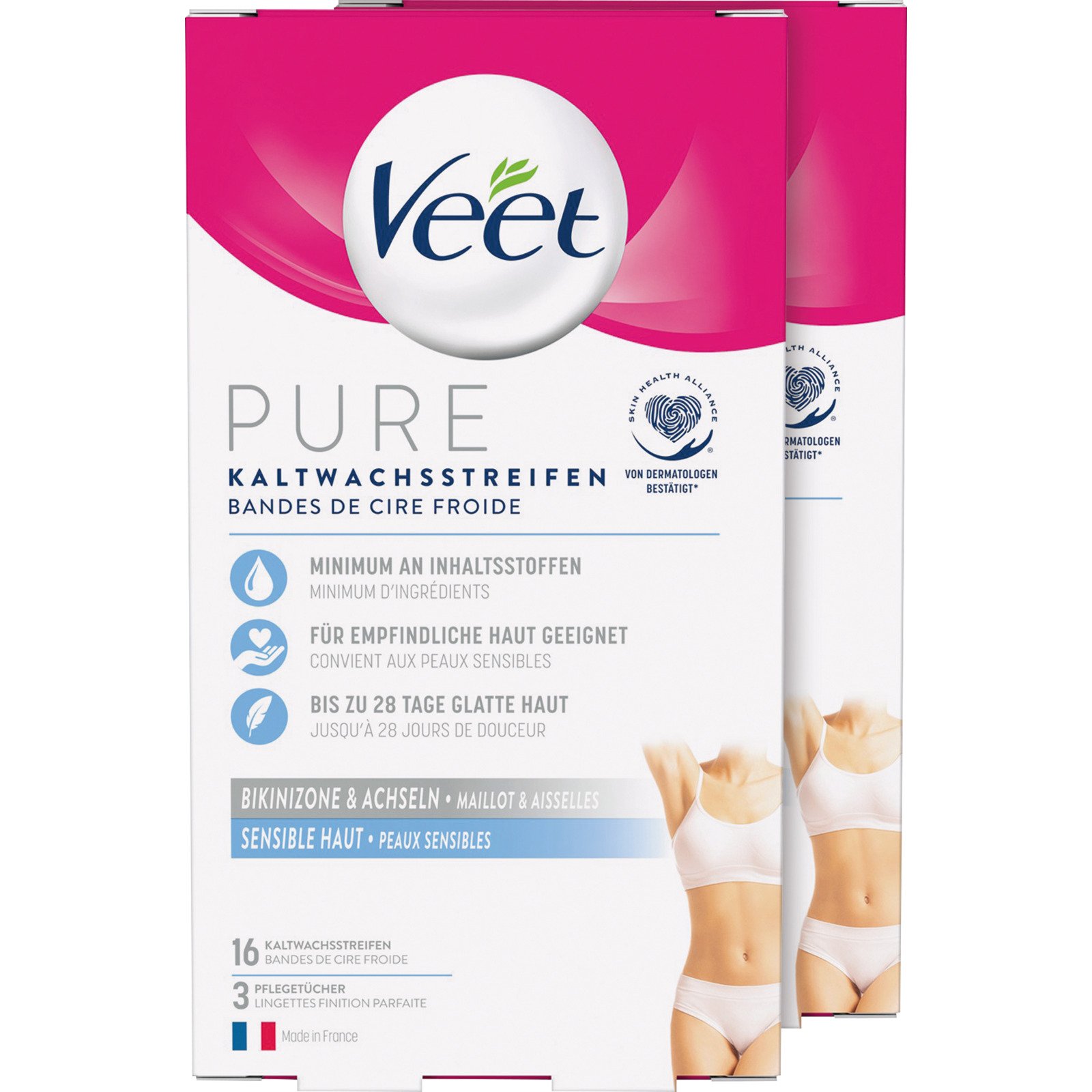 Veet Kaltwachsstreifen Bikini+Achseln 2 x 16 Stück