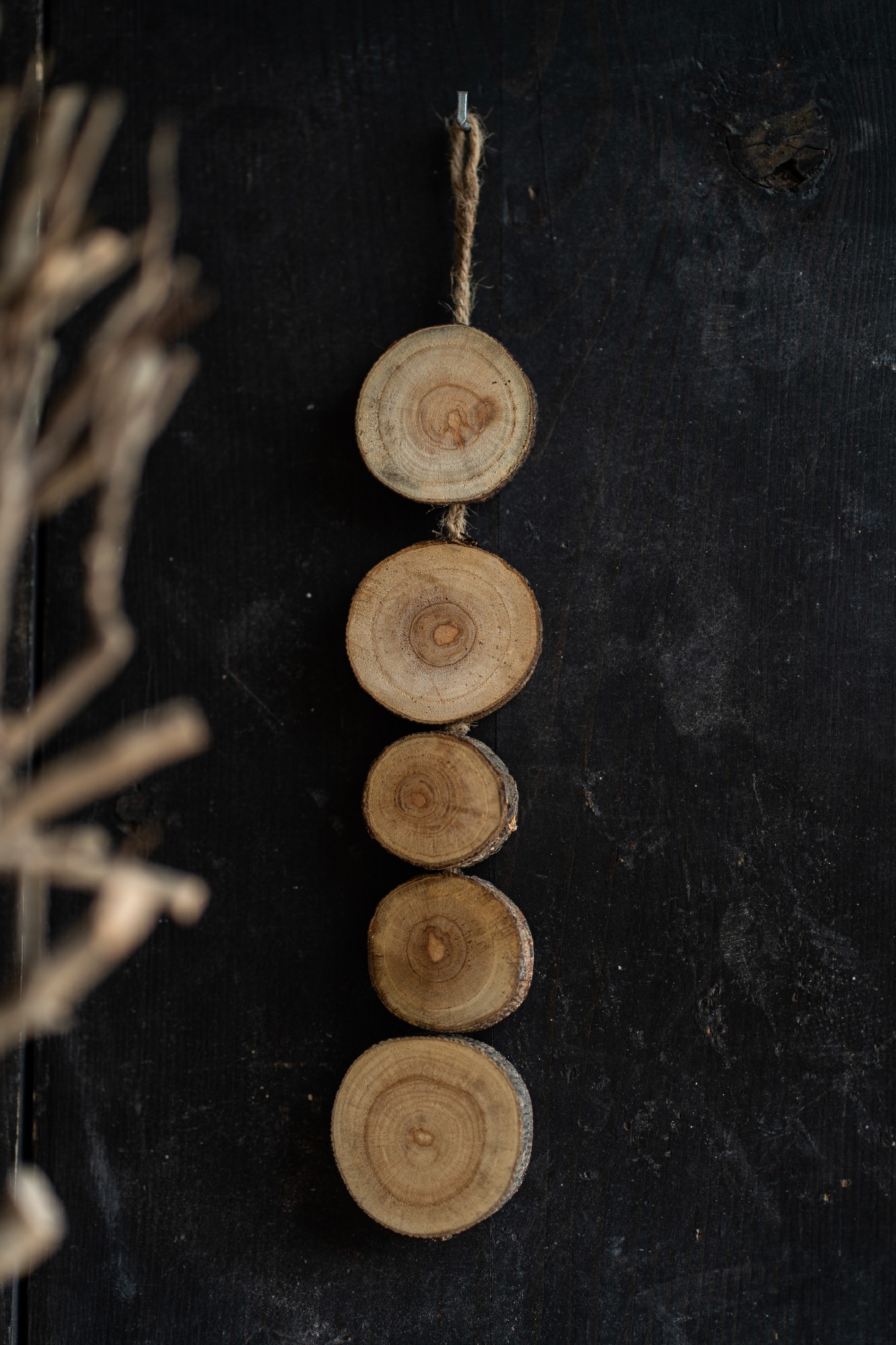 5-er Holzscheibenkette, Ø je 4,5 cm, T 1,5 cm von fischer's lagerhaus