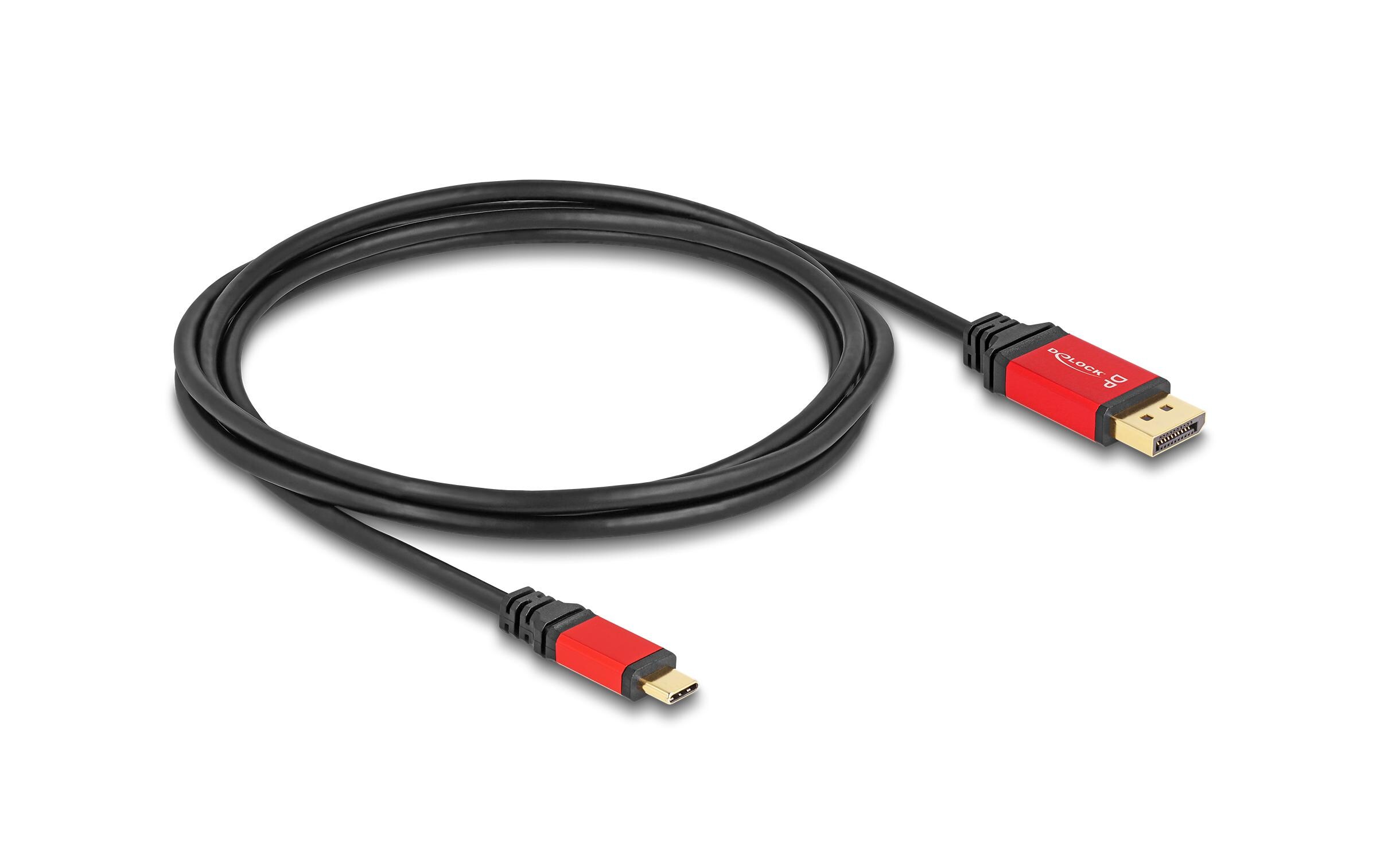 Kabel 8K 30Hz USB Type-C - DisplayPort, 2 mDelock USB Type-C zu DisplayPort Kabel (DP Alt Mode) 8K 30 Hz mit HDR Funktion 2 m rot