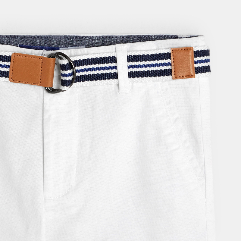 Bermuda stretch imprimé ceinturé blanc garçon