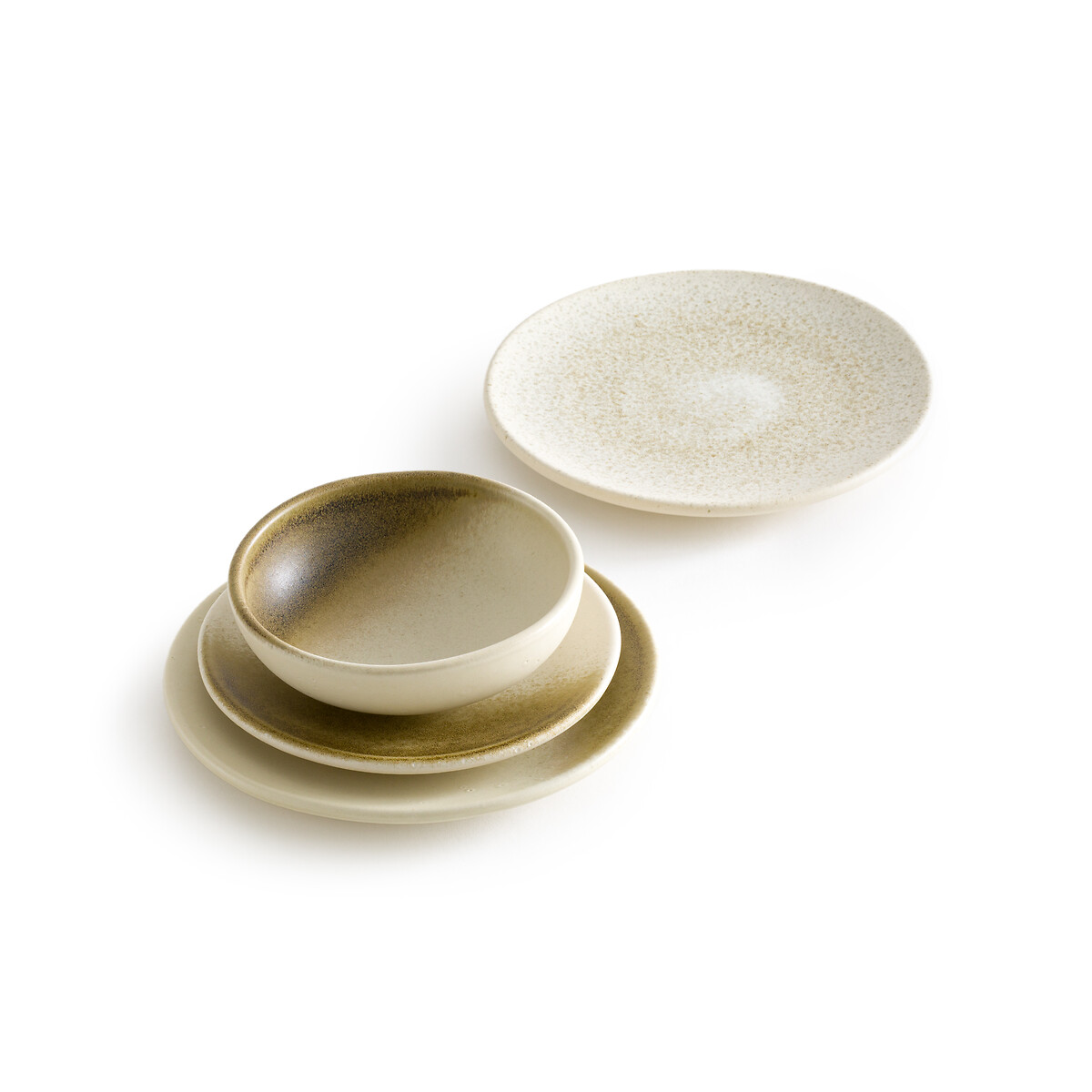 AM.PM<br>Conjunto de 4 pratos de sobremesa de barro, Macchiato