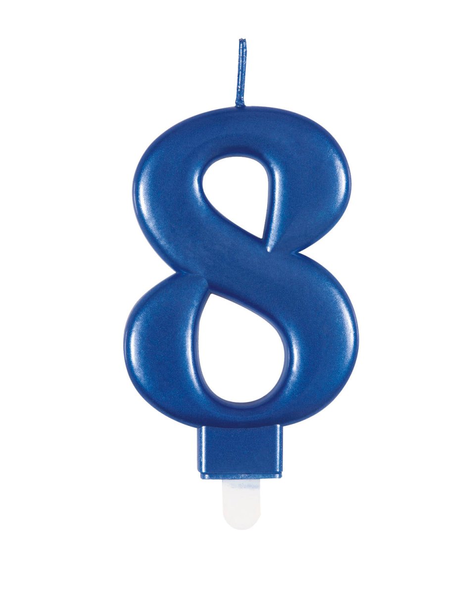 8 Jaar Kaars Blauw 12cm