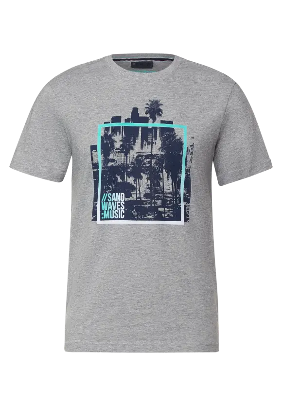 T-Shirt im Printmix - silver grey melange