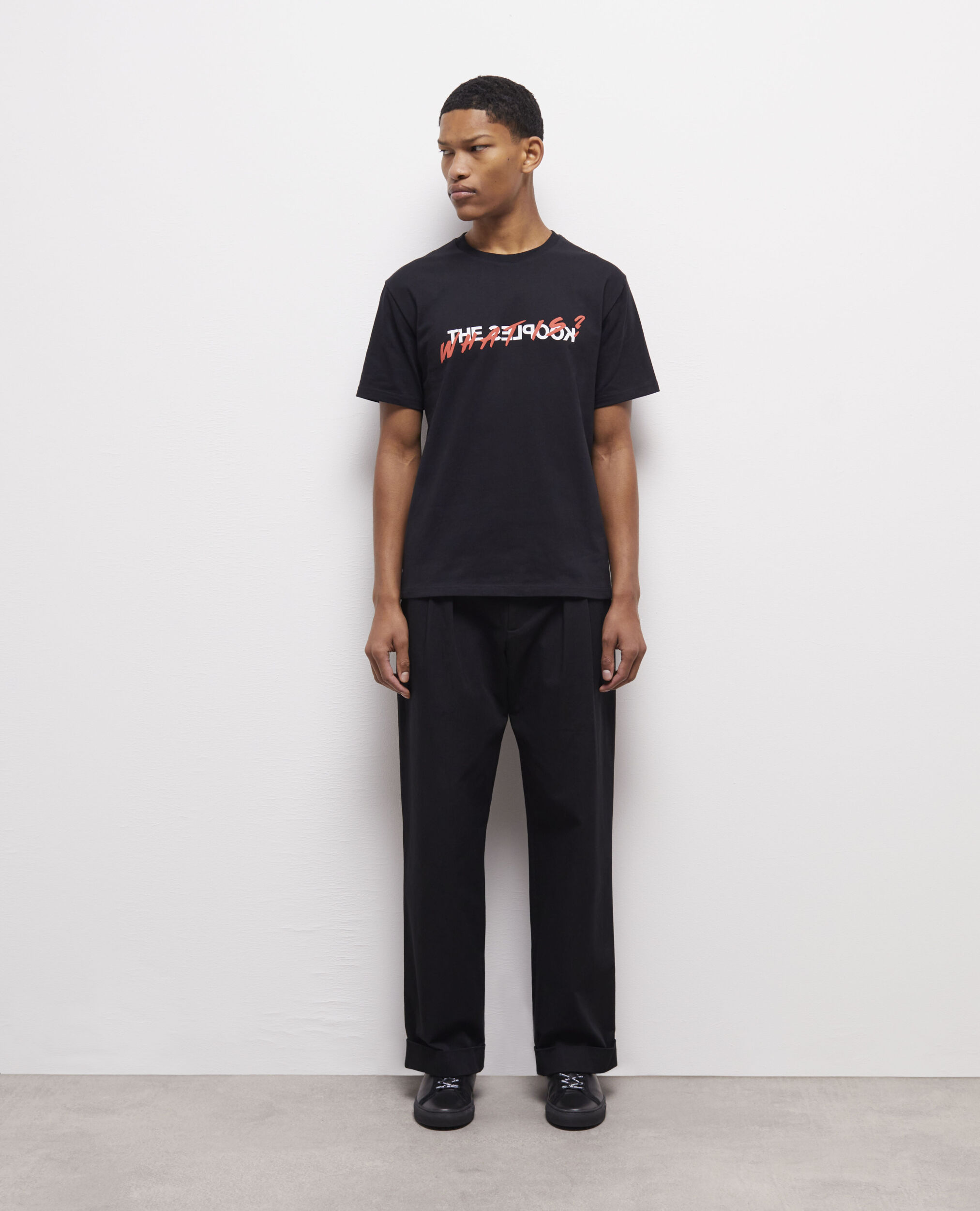 T-shirt noir coton imprimé What is