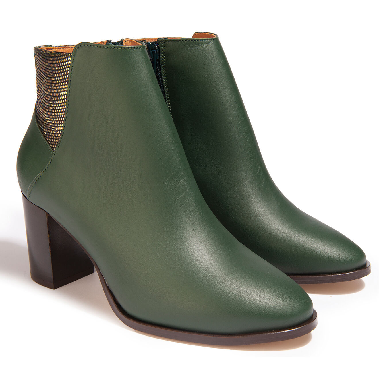 Anaki Bottines en Cuir Molly vert forêt - Talon 5,5 cm