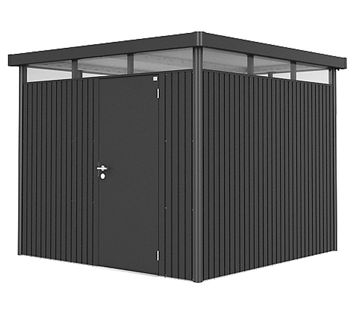 Abri de jardin simple porte Biohort HighLine H4 en métal coloris gris foncé métallique ép.0,53 mm surface extérieure 7,56 m²