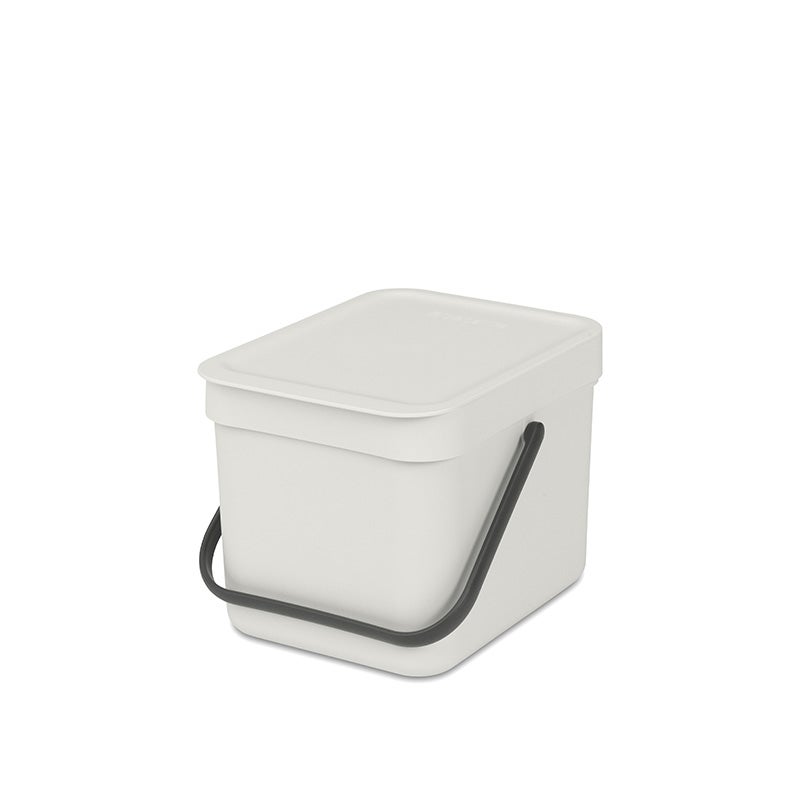Brabantia afvalemmer met deksel, 6 liter, HxBxD 18 x 20 x 24,5 cm, kunststof, lichtgrijs