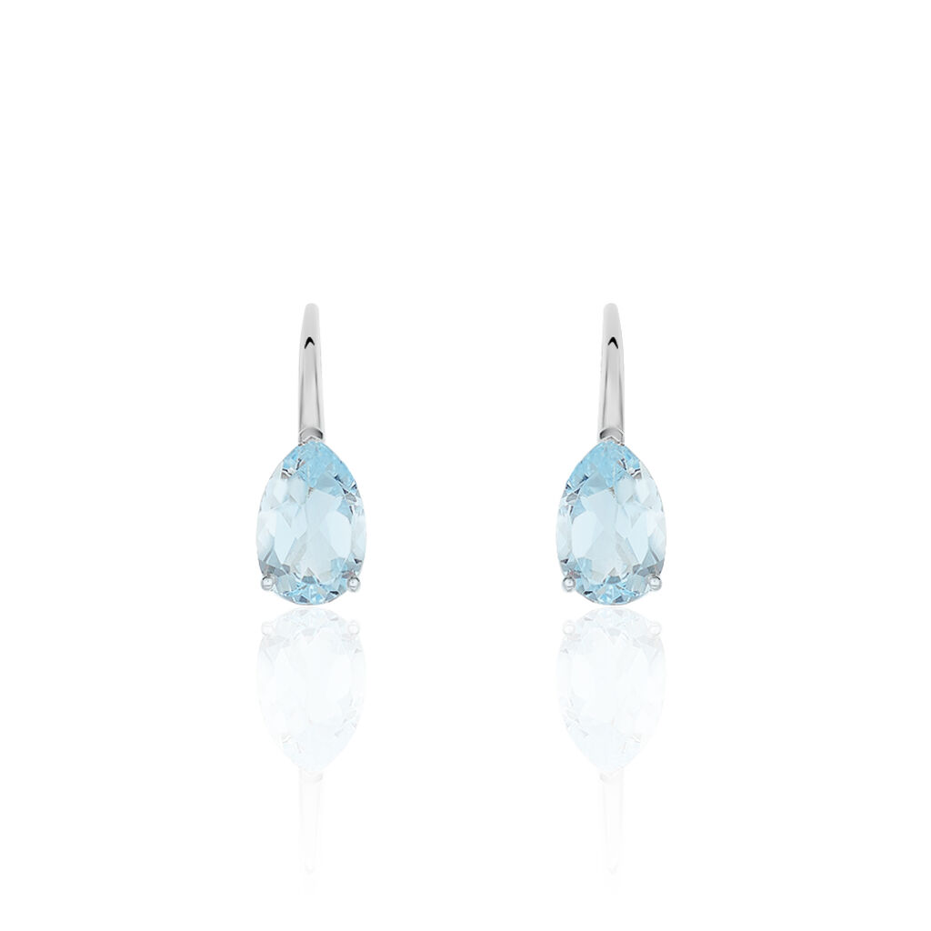 Boucles D'oreilles Puces Anesa Or Blanc Topaze