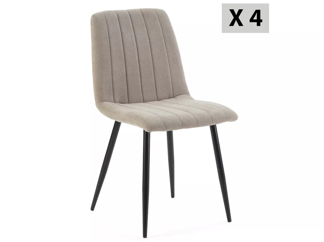 Pack 4 chaises Sagi recouvertes de tissu beige