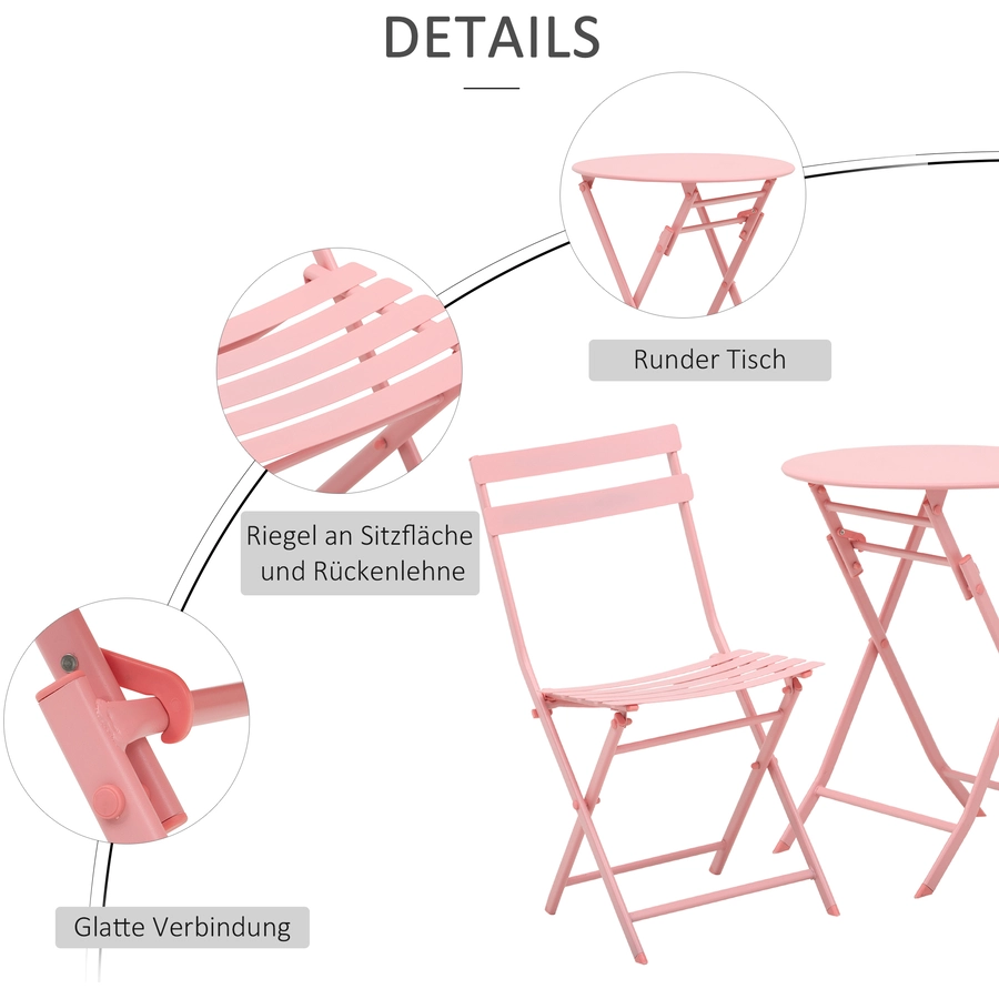 Outsunny Gartenmöbel-Set im kompaktem Design rosa