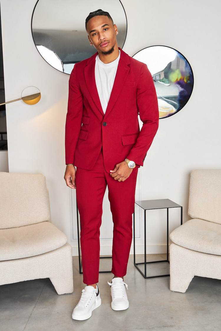 Costume 2 pièces blazer + pantalon bordeaux
