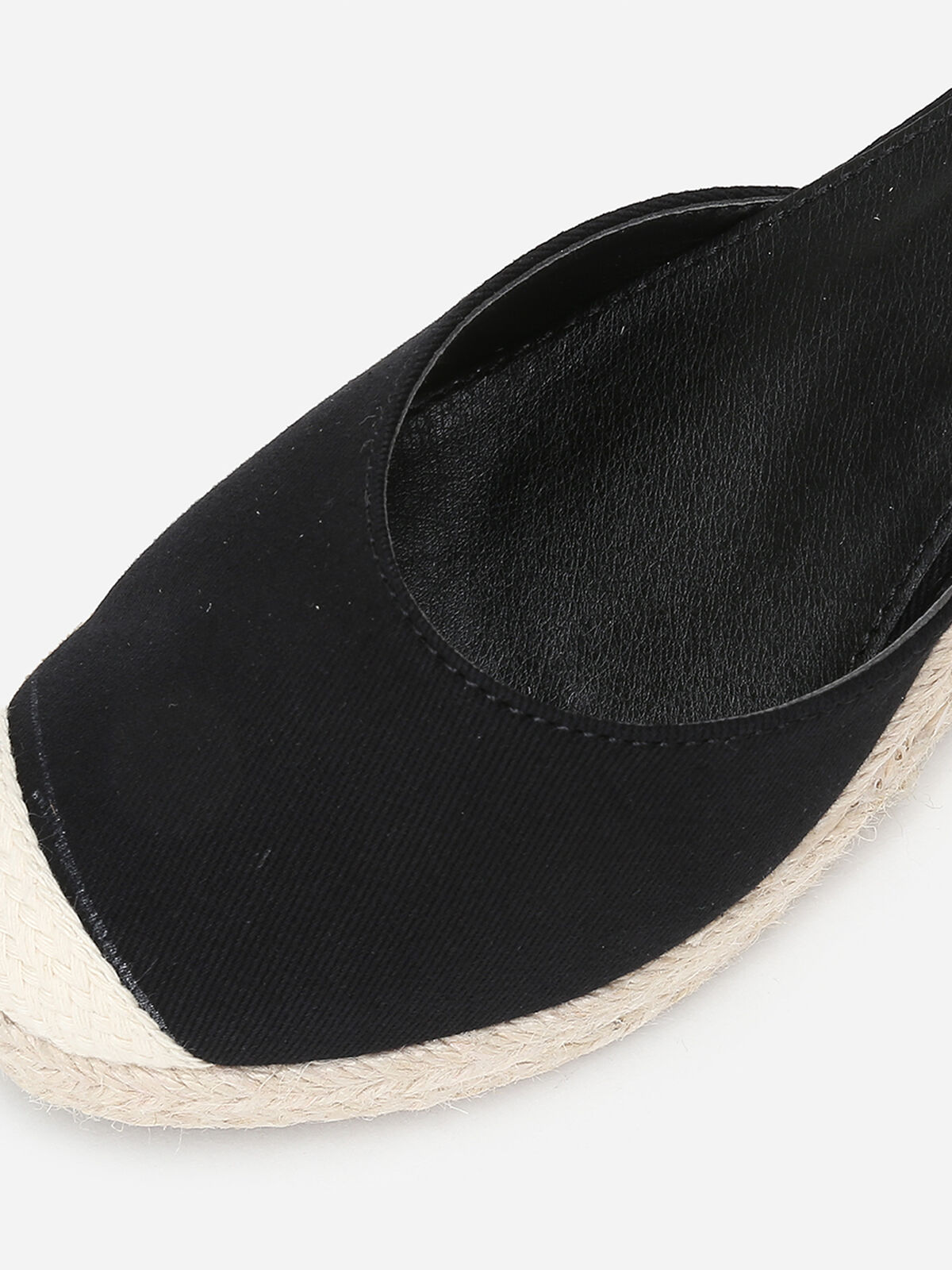 Espadrilles compensées avec ruban à nouer- Noir