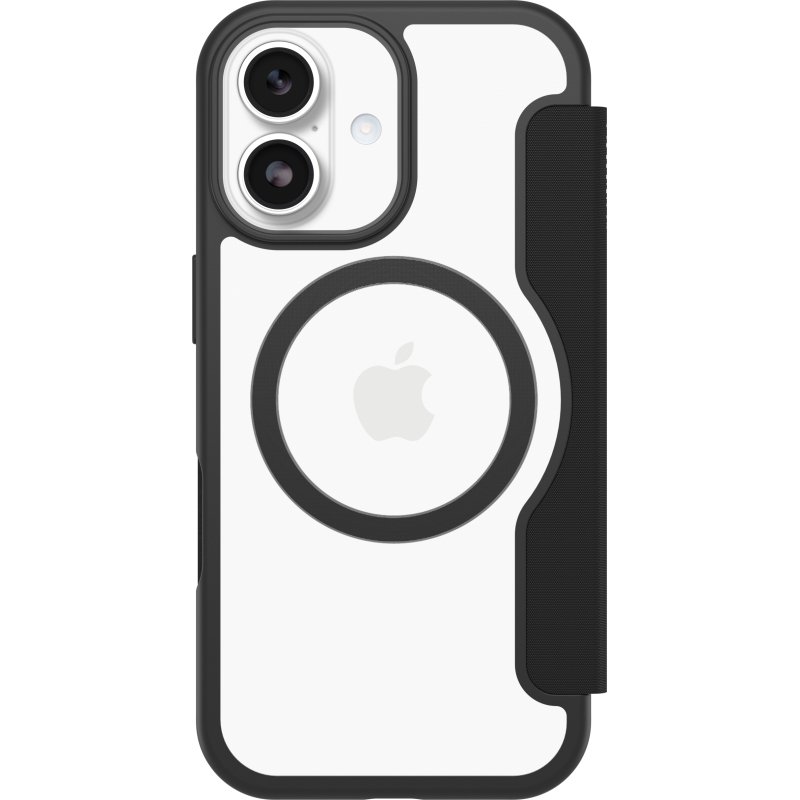 OtterBox React Folio MagSafe Series pour Apple iPhone 17, noir Crystal, transparente/noir
