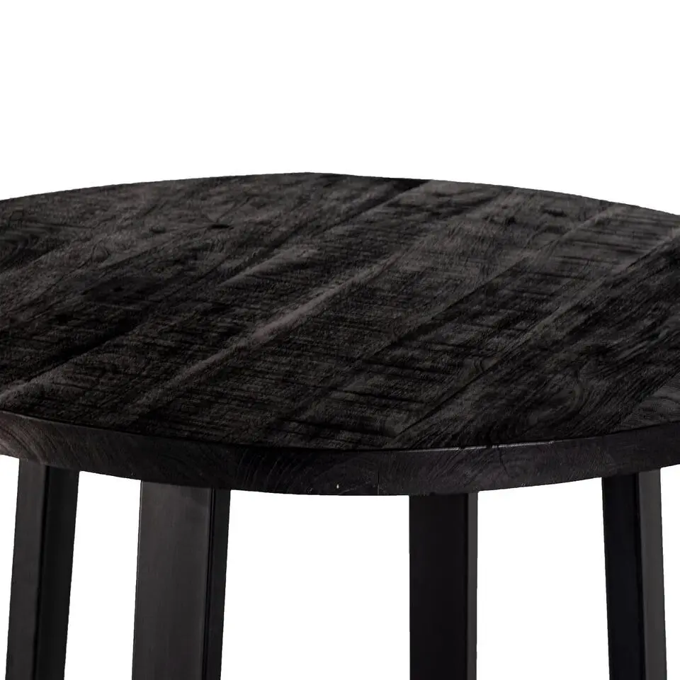 Bartafel Rond - Zwart Mangohout - 110x110x90cm - Lowie