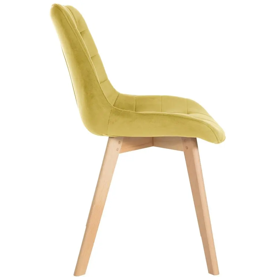 CLP Eetkamerstoel Brook natura Frame - Fluweel - geel