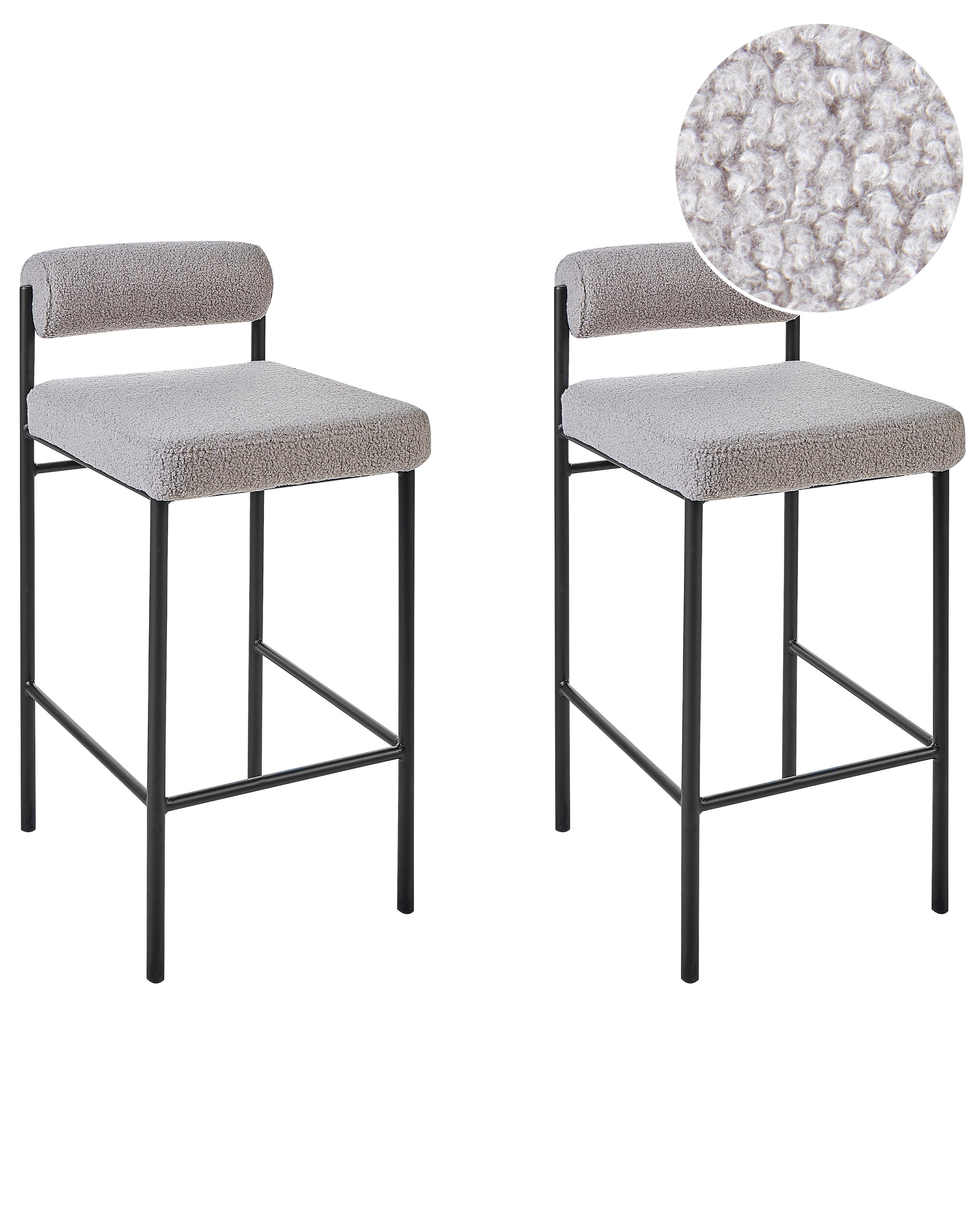 Set van 2 barstoelen AMAYA Bouclé Grijs