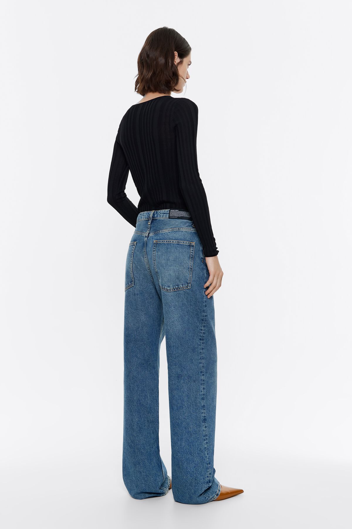 CALÇA JEANS DE PERNA LARGA - Azul